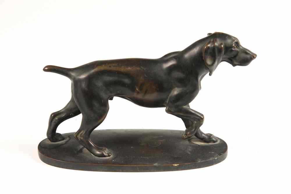 Appraisal: BRONZE SCULPTURE - Portrait of a Pointer by Theodore Ullmann