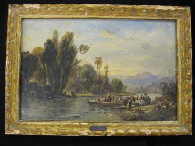 Appraisal: Antonio Sminck Pitloo Oil peasants and animals at a river