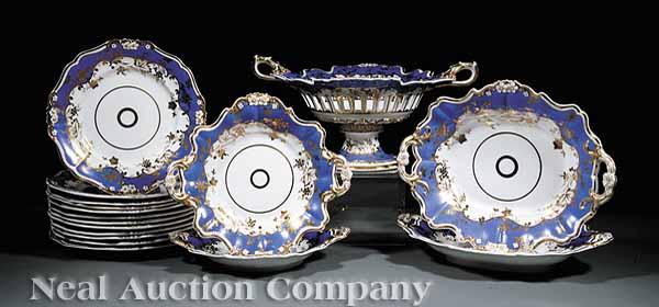 Appraisal: An Antique English Porcelain Dessert Service c with cobalt bands