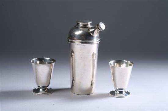 Appraisal: FISHER THREE-PIECE STERLING SILVER COCKTAIL SET Including a shaker in