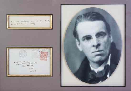 Appraisal: YEATS WILLIAM BUTLER Autograph letter signed ''WBY'' one page with