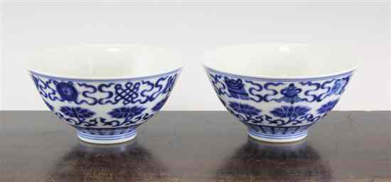 Appraisal: A pair of Chinese blue and white bowls Xuantong mark