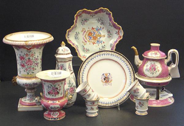 Appraisal: An assembled group of French Chinese export style porcelain Comprising