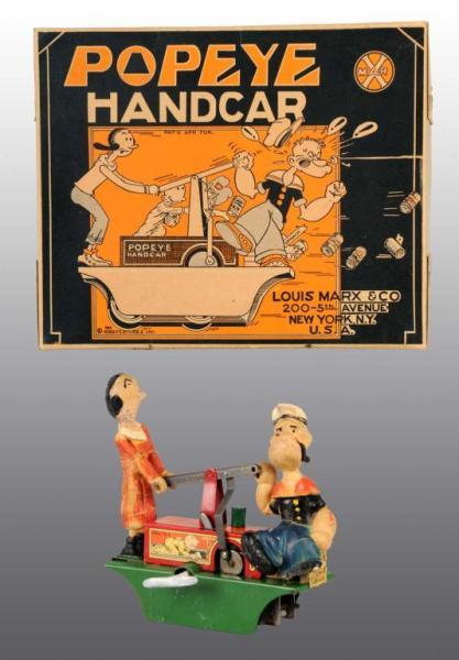 Appraisal: Marx Popeye Olive Oyl Handcar Toy in Orig Box Description