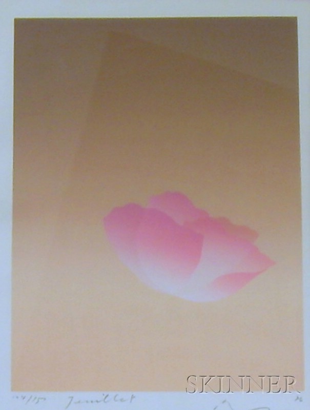 Appraisal: Framed th Century American Silkscreen of a Rosebud signed and