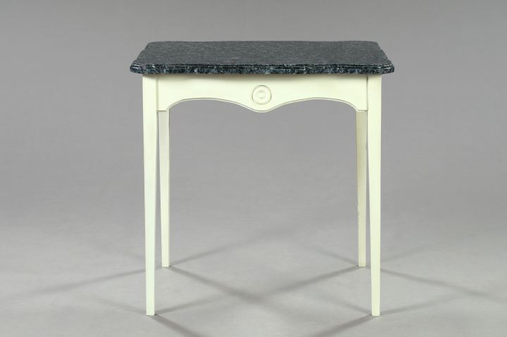 Appraisal: Louis XVI-Style Polychromed and Faux-Marbre Center Table the shaped rectangular