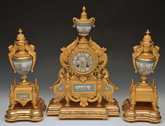 Appraisal: A LATE TH CENTURY FRENCH CLOCK GARNITURE DE CHEMINEE the