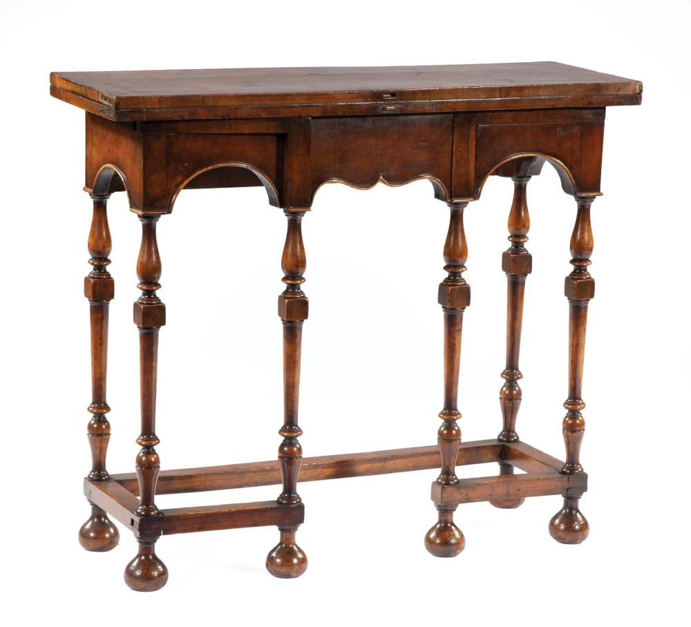 Appraisal: Antique William and Mary-Style Carved Walnut and Burl Table banded