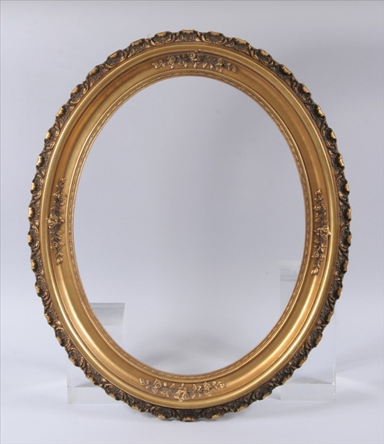 Appraisal: VICTORIAN OVAL FRAME re-gilded wood with outer rocaille border and