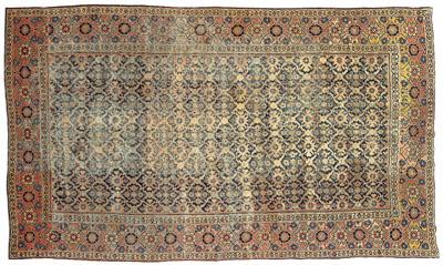 Appraisal: Khorasan rug repeating lattice and palmette motifs on dark blue