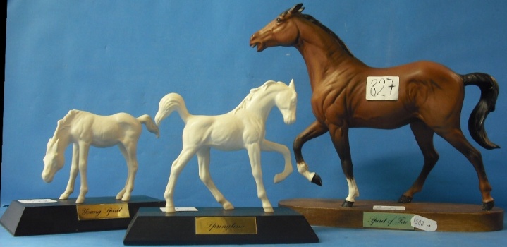 Appraisal: Beswick Horses Spirit of Fire on Wooden Plinth White Young