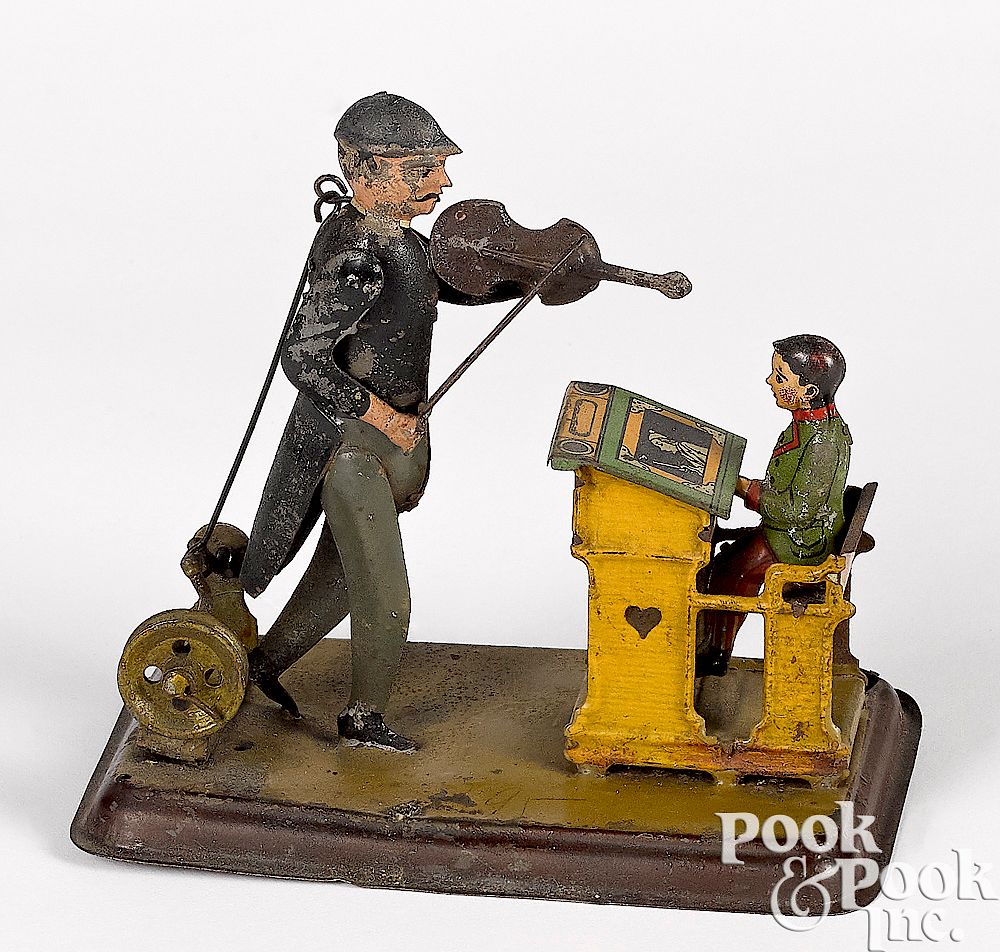 Appraisal: Becker violinist steam toy accessory Becker painted and lithograph tin