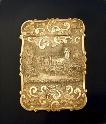 Appraisal: A Victorian embossed 'castletop' card case depicting a view of