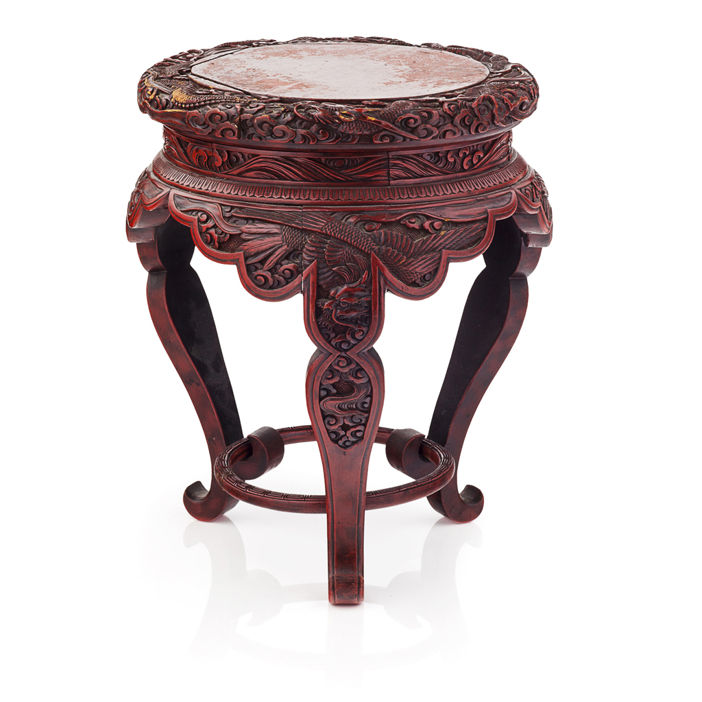 Appraisal: CARVED CINNABAR LAQUER STAND QING DYNASTY TH CENTURY the circular