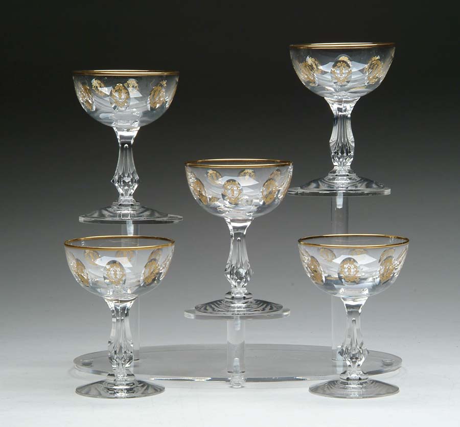 Appraisal: FIVE CUT GLASS CHAMPAGNES Wonderful set of five champagnes with