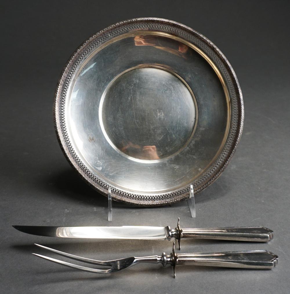 Appraisal: American Sterling Silver Pierced Lip Cake Plate with Two-Piece Watson