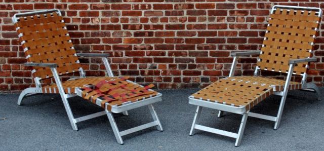 Appraisal: Vintage Pair of Deck Chairs from SS United States Aluminum