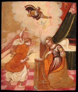 Appraisal: AN ITALO-CRETAN ICON OF THE ANNUNCIATION CIRCA Here the Archangel