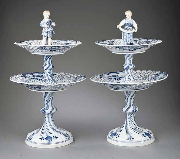 Appraisal: A Pair of Meissen Blue and White Porcelain Two Tier