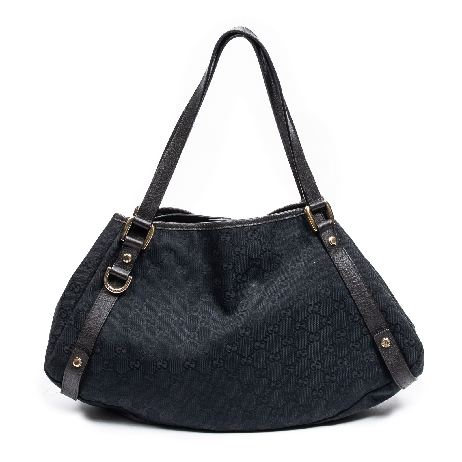 Appraisal: A GUCCI MONOGRAM ABBEY HOBO A black monogram canvas Gucci