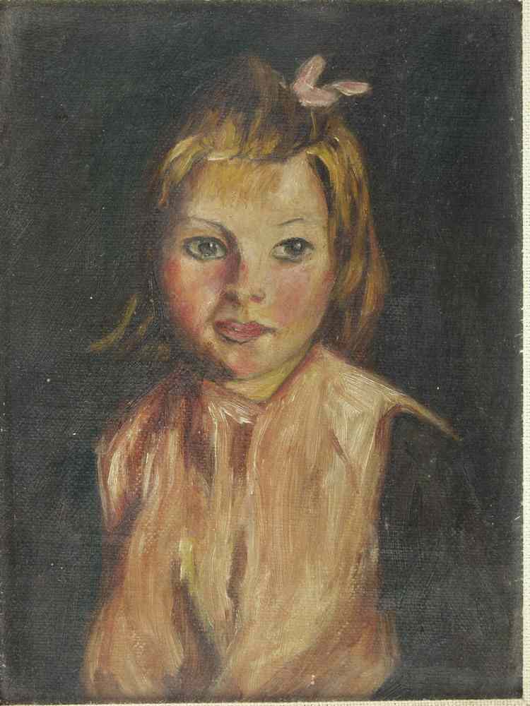 Appraisal: OOC - Bust portrait of young girl in pink smock