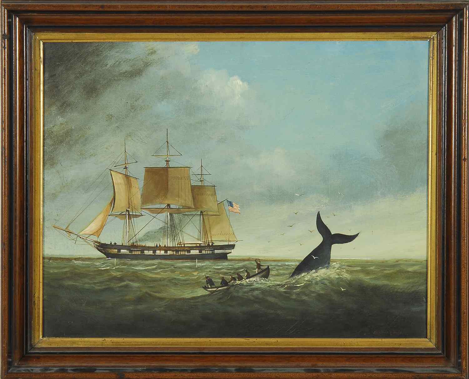 Appraisal: BRIAN COOLEAmerican-British b Whaling scene Signed lower right Brian Coole''