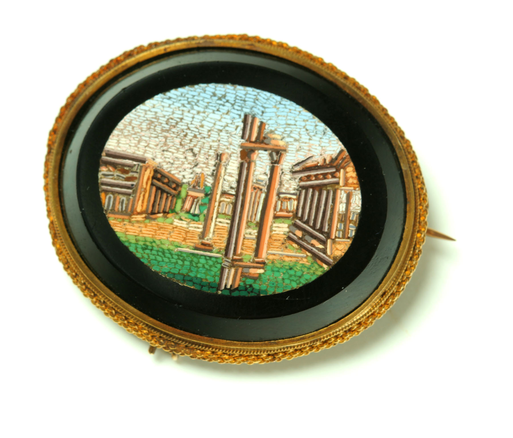 Appraisal: MICROMOSAIC BROOCH Italy nd half- th century Depicting the Roman