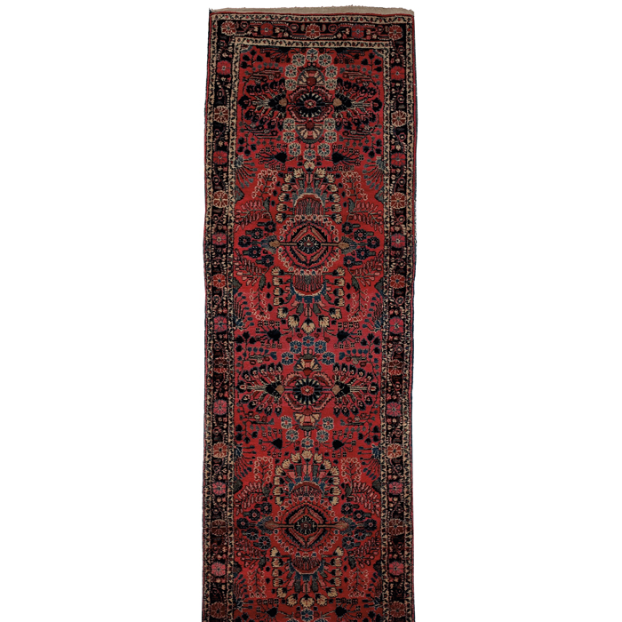 Appraisal: Persian Dargazin runner c stylized floral design on a red