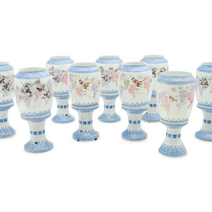 Appraisal: Nine Chinese Export Porcelain Vases on Stands th Century together