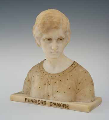 Appraisal: An Italian Carved Marble and Alabaster Pensiero D'amore Bust by