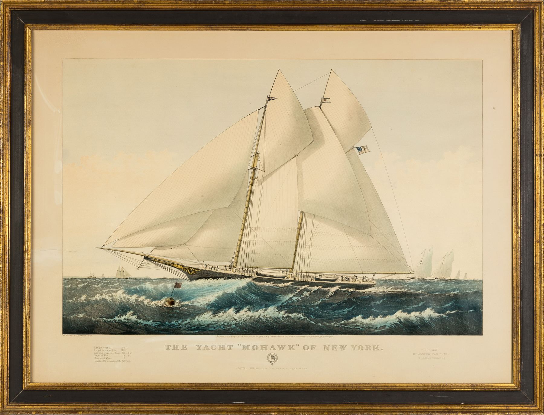 Appraisal: Two Currier and Ives Hand Colored Lithographs The Yacht of