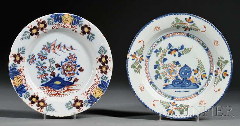 Appraisal: Two Delftware Lambeth Pottery Plates England th century each with