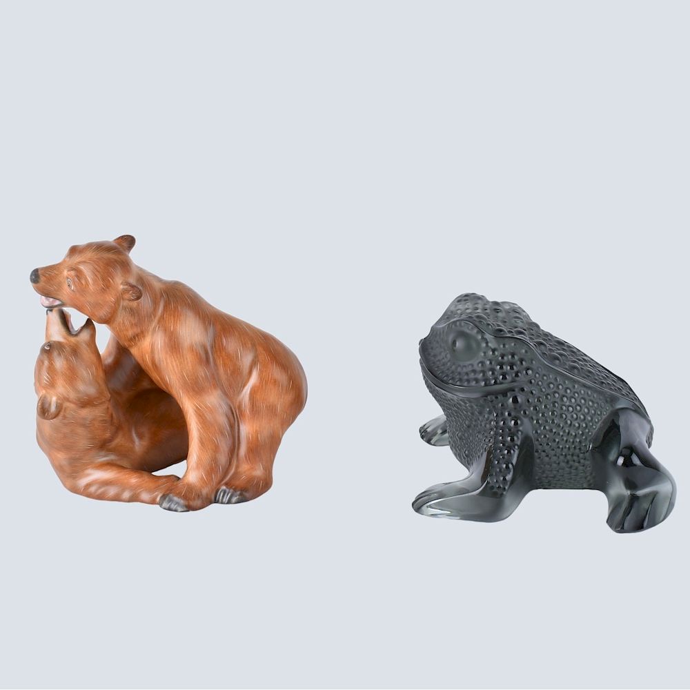 Appraisal: Lalique and Herend Lot Two Piece Lot Herend Bear Group