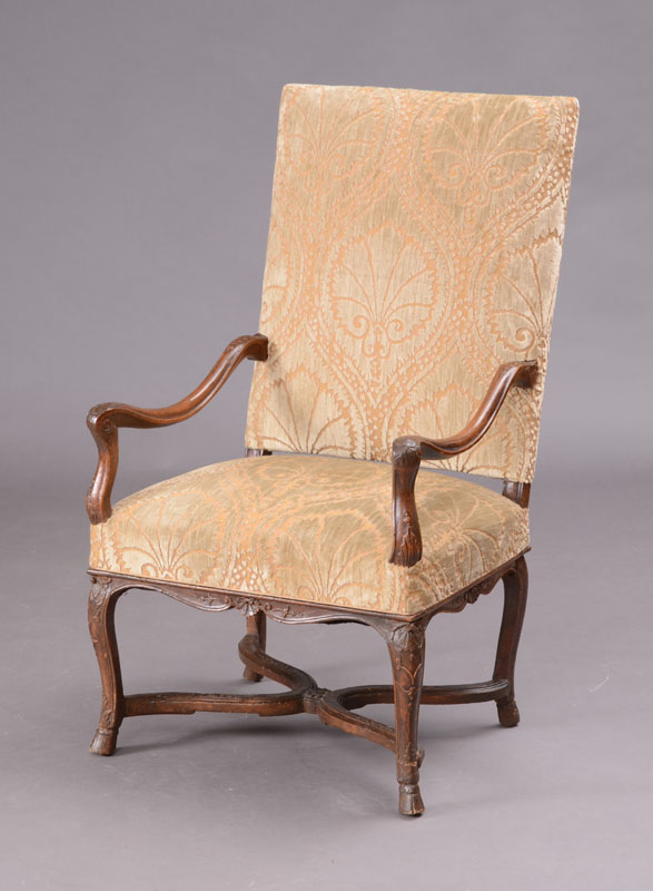 Appraisal: R GENCE CARVED BEECHWOOD FAUTEUIL LA REINE With a tall