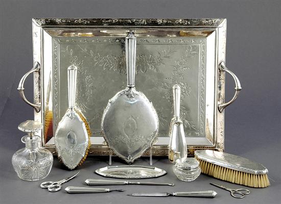 Appraisal: American sterling dresser set Kerr Co circa Classical pattern with