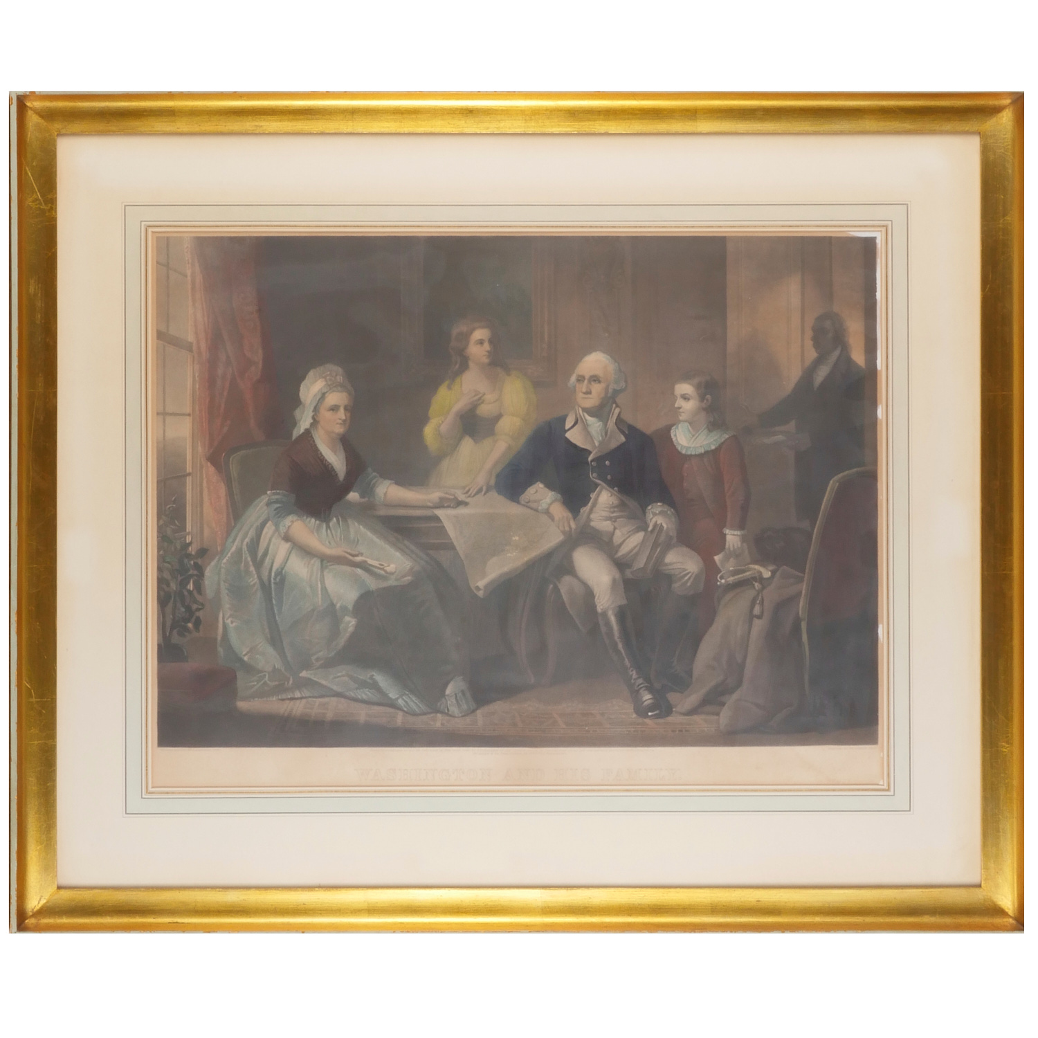 Appraisal: GEORGE WASHINGTON AND HIS FAMILY COLOR ENGRAVING William Sartain after