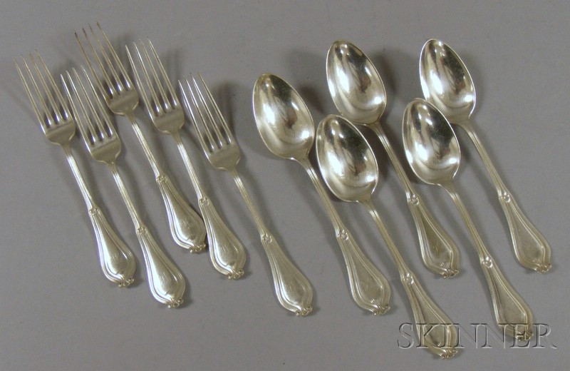 Appraisal: Set of Five Tiffany Co Electroplate Forks and Spoons Beekman