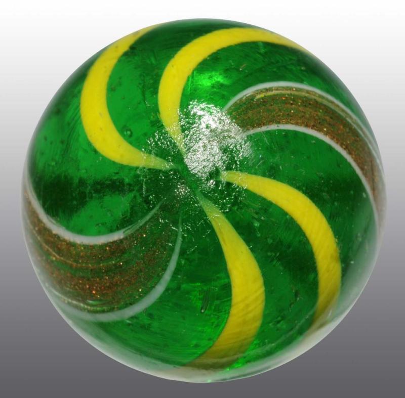 Appraisal: Type Two Lutz Marble Description Green transparent base with yellow