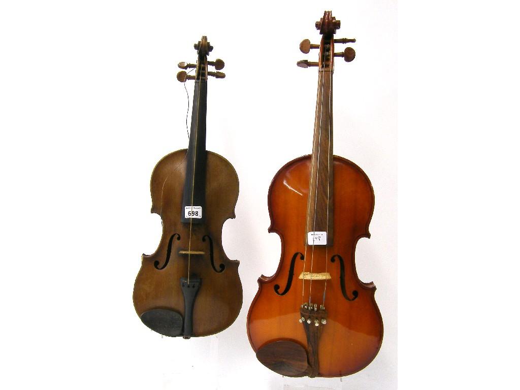 Appraisal: Late th century English violin branded Duke London below the