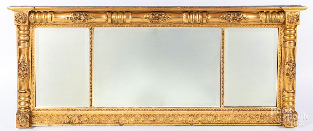 Appraisal: Sheraton giltwood overmantle mirror ca Sheraton giltwood overmantle mirror ca