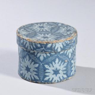 Appraisal: Round Wallpaper Box possibly Pennsylvania c - blue paper with