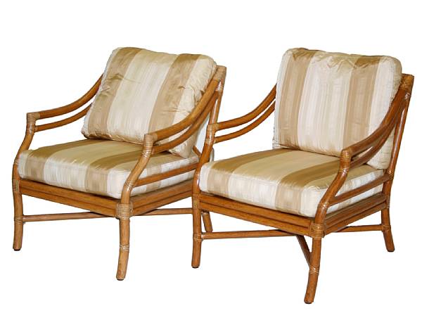 Appraisal: A pair of rattan 'Target' lounge chairs McGuire Furniture Company