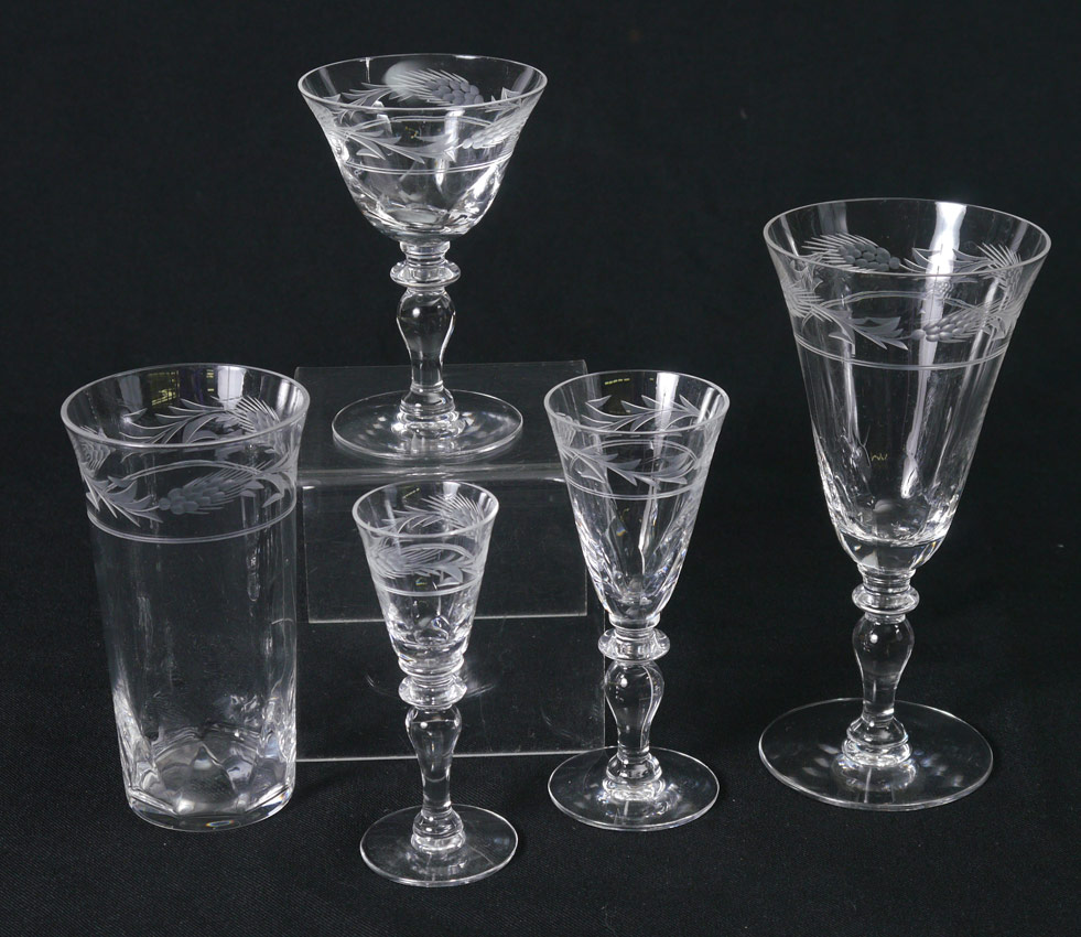 Appraisal: HAWKES WHEAT BORDER CUT CRYSTAL piece set to include of