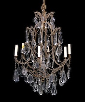 Appraisal: A Glass and Metal Chandelier With Crystal Dangling Ornaments A