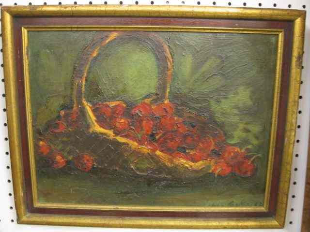 Appraisal: John Parker Oil Still Life with Cherries on board image