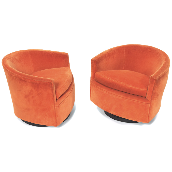 Appraisal: Midcentury lounge chairs pair by Nemschoff petite forms covered in