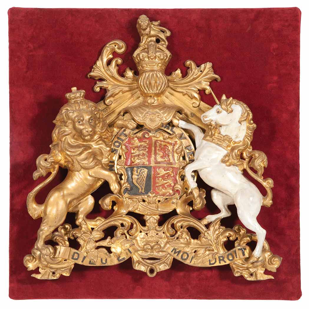 Appraisal: British Painted and Parcel Gilt Royal Coat of Arms th