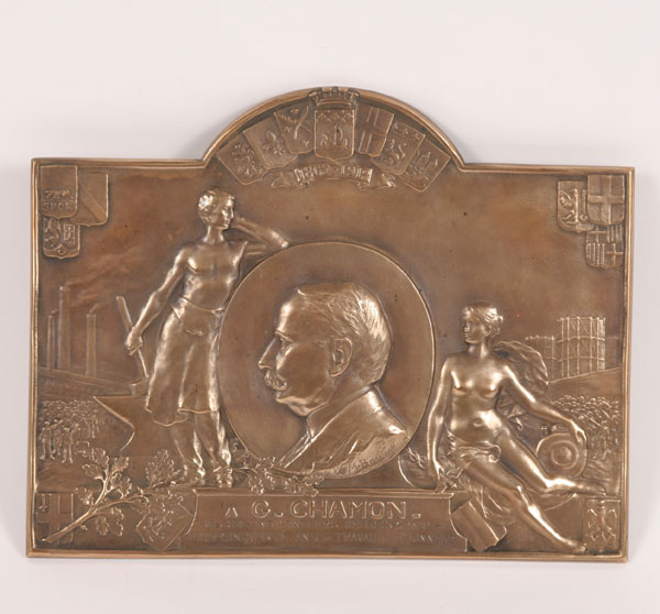 Appraisal: Maurice Bouval French - bronze plaque th anniversary of G