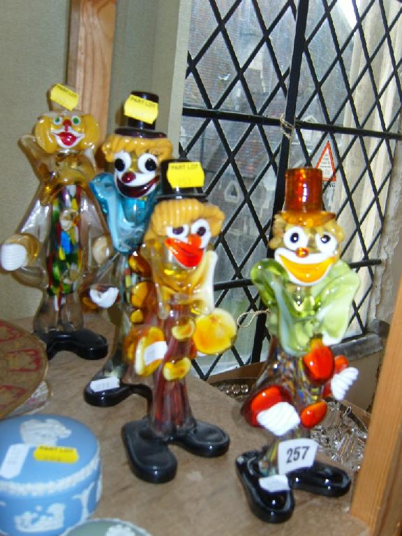 Appraisal: A collection of four Venetian glass models of clowns