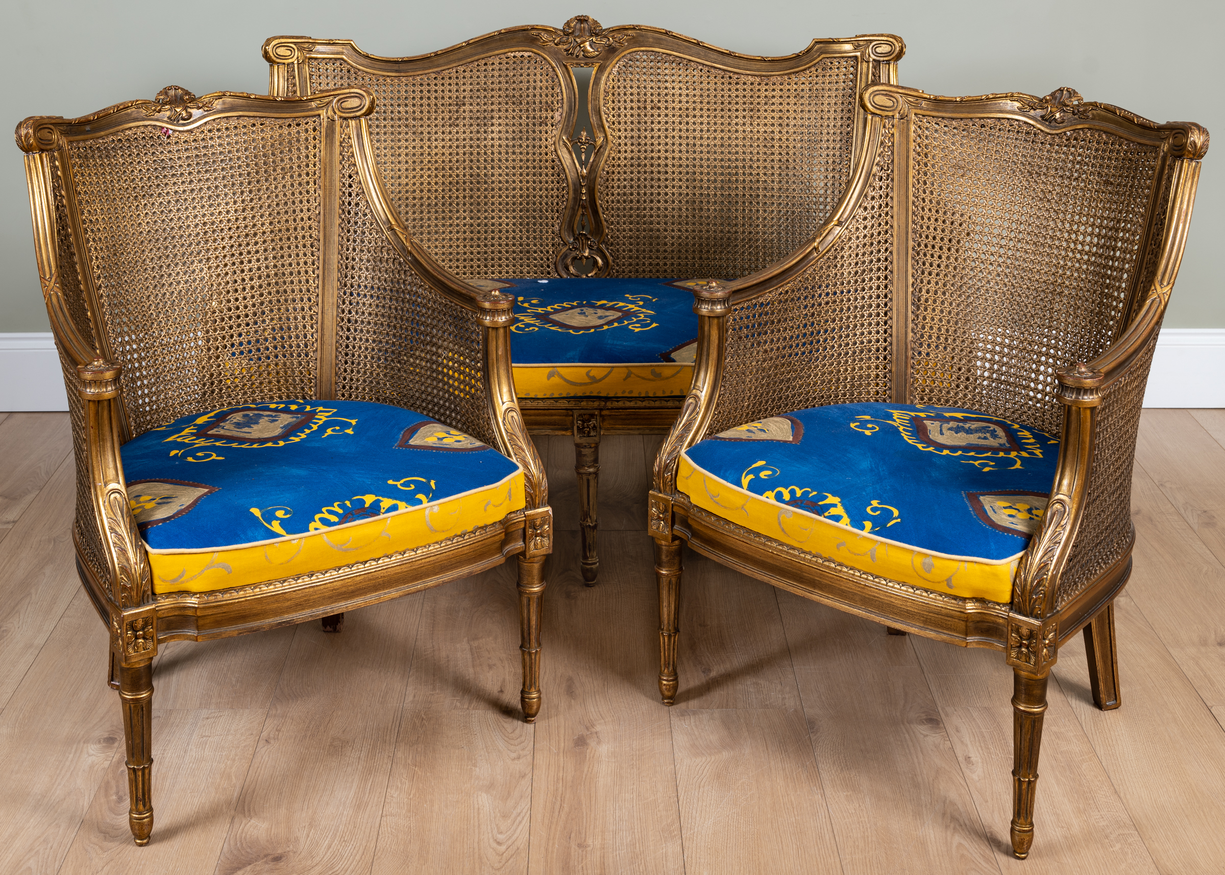 Appraisal: A th century gilt Berger suite consisting of a two